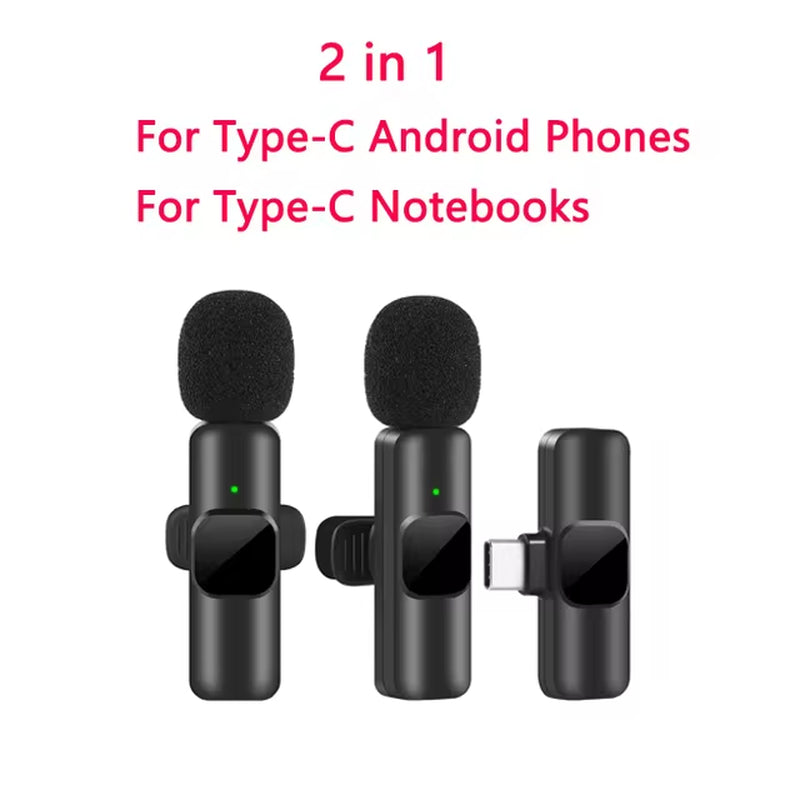 K60 New Wireless Lavalier Microphone Portable Audio Video Recording Mini Mic for Iphone Android Live Broadcast Gaming Phone Mic