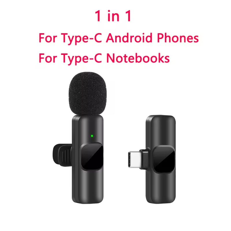 K60 New Wireless Lavalier Microphone Portable Audio Video Recording Mini Mic for Iphone Android Live Broadcast Gaming Phone Mic